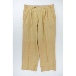 Hilti Chino Men's Trousers Cotton Flax Tan 5 Pocket 35 X 28.5 Wide Leg Pleated